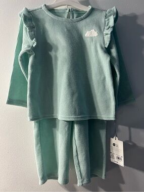 Cloud Island ☁️ 🏝️ Mint Green Ribbed Two-Piece with Cloud Patch